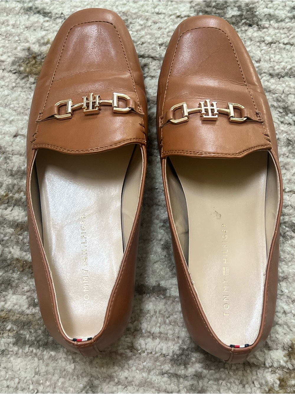 Tommy Hilfiger Cognac Brown Horsebit Loafers Size 8.5